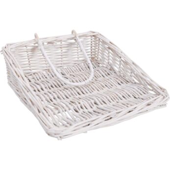 WHITE WICKER NAPKIN HOLDER
