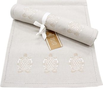 EMBROIDERED TURTLE TABLE RUNNER
